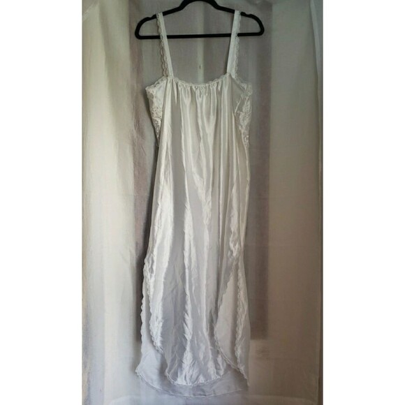 Vintage Miss Dior White Satin Lingerie Slip Dress Lace Bridal 80s 90s Size L - Picture 7 of 11
